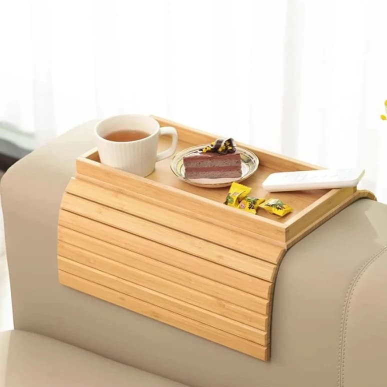Naturalny Podstawek na Kubek z Bambusa, Antypoślizgowy, Składany, Wielofunkcyjny na Sofa 🛋️